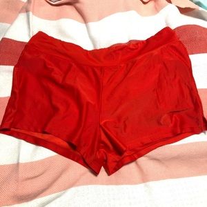 Red-orange swim suit shorts size L